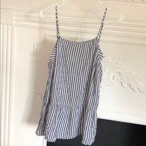 Blue and white striped tank